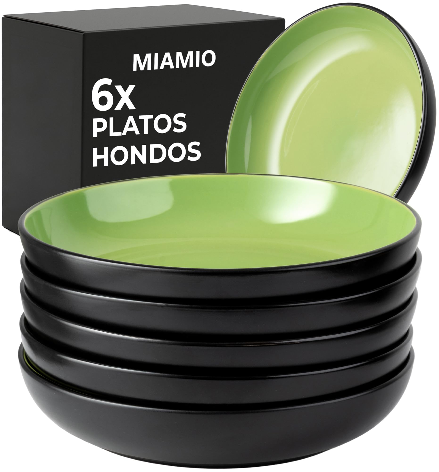 MIAMIO - 6 x 500ml Juego De Cuencos/Tazones Exterior Negro Interior De Color - Le Papillon Colección (Multicolor) — view 46
