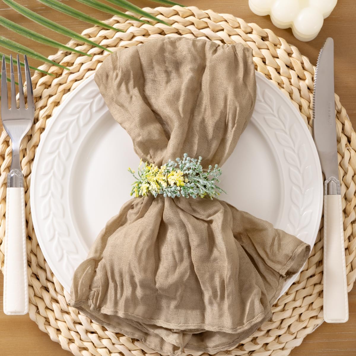 Socomi Nude Coffee Cheesecloth Napkins Easter Spring Cheese Cloths Gauze Set of 100 Boho Washable Dinner Table Napkins for Wedding Party Baby Shower Birthday Party Decor