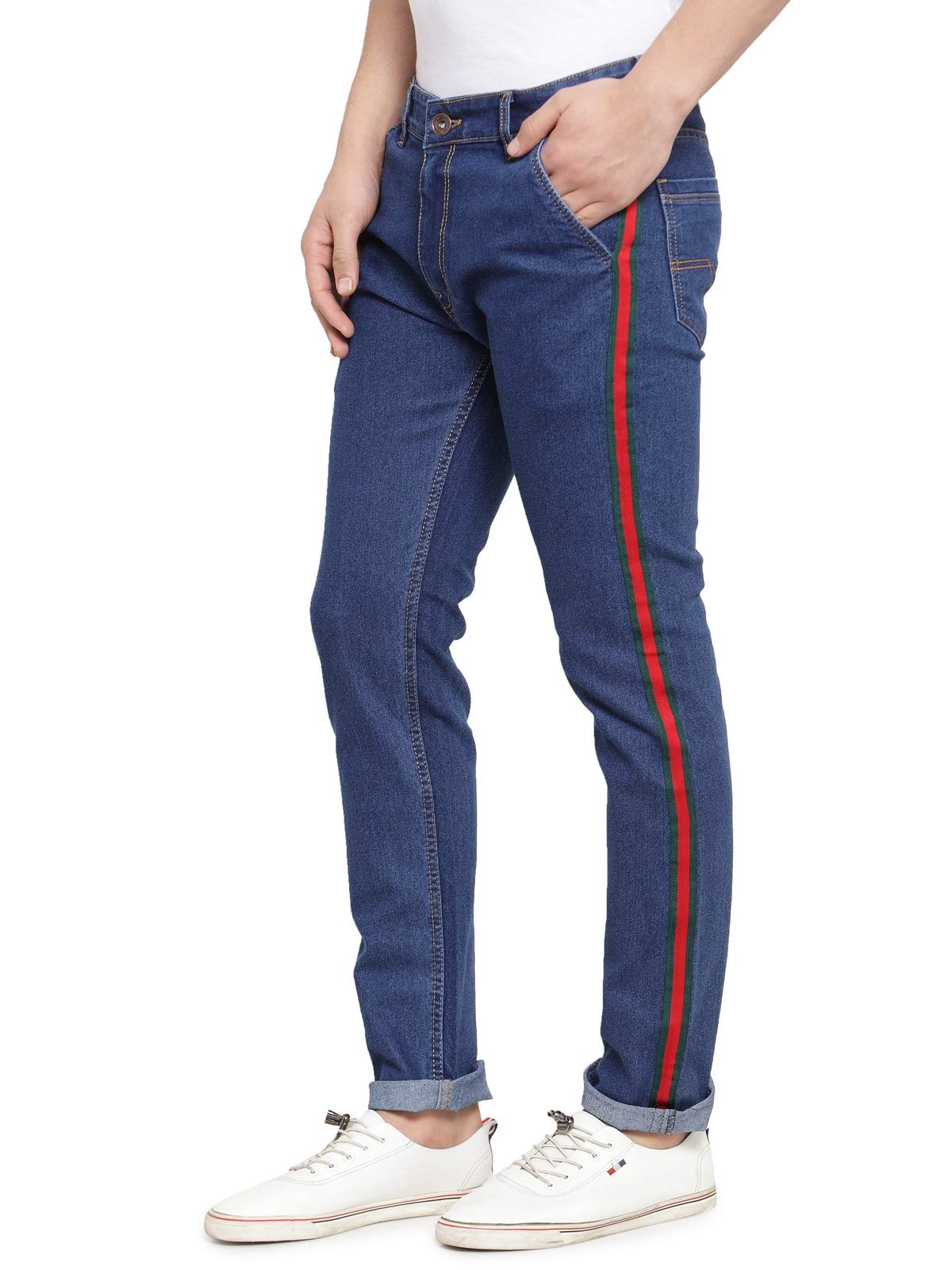ben martin Men's Mid Rise Regular Fit Side Stripe Denim Jeans-picture-53