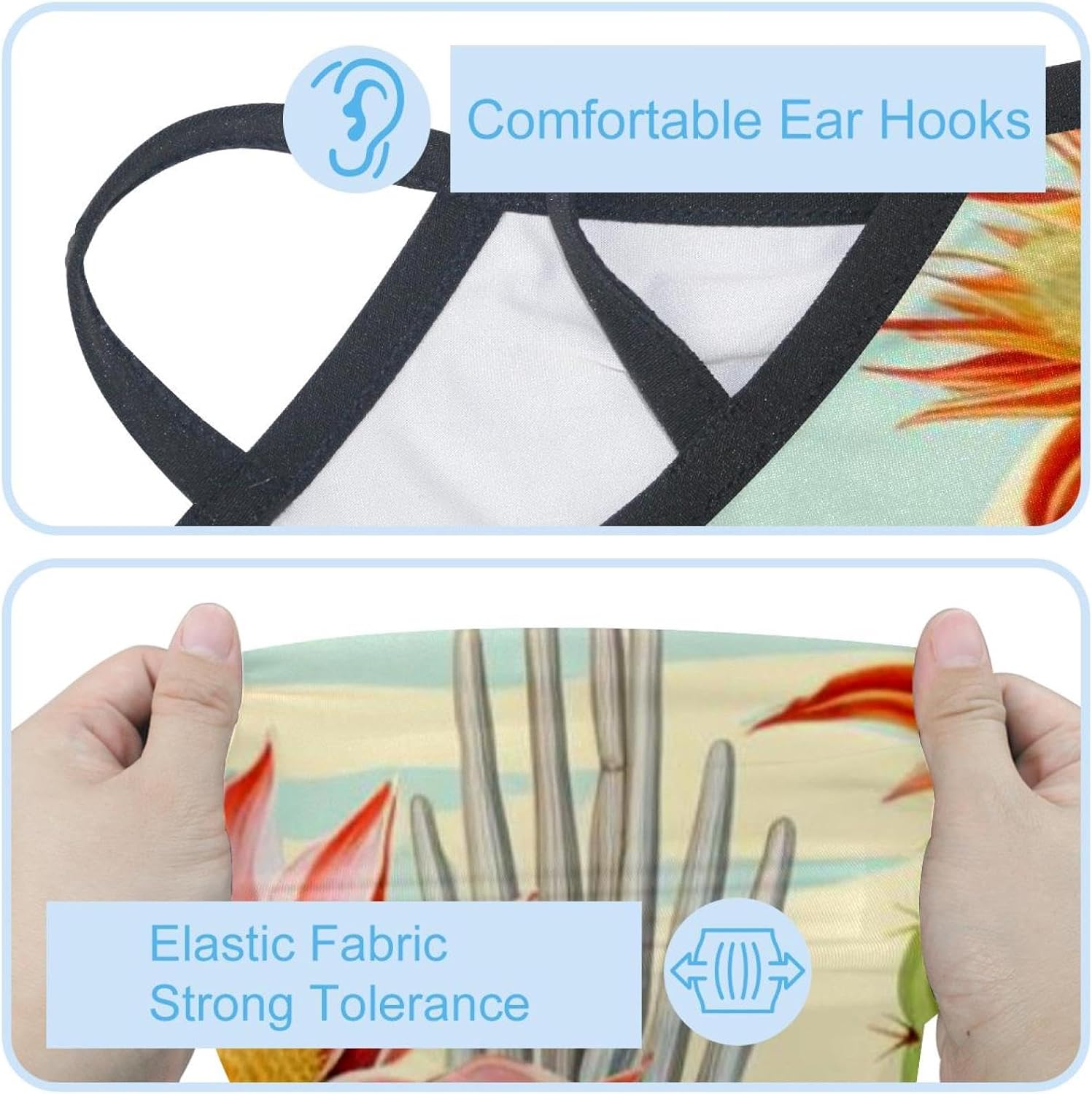 4 Pieces Cactus Neck Gaiter Bandana Face Mask, Sun Cooling Scarf Gator Cover Head for Men Women