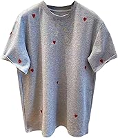 SweatyRocks Women's Heart Embroidery Short Sleeve T-Shirt Casual Graphic Tee Tops