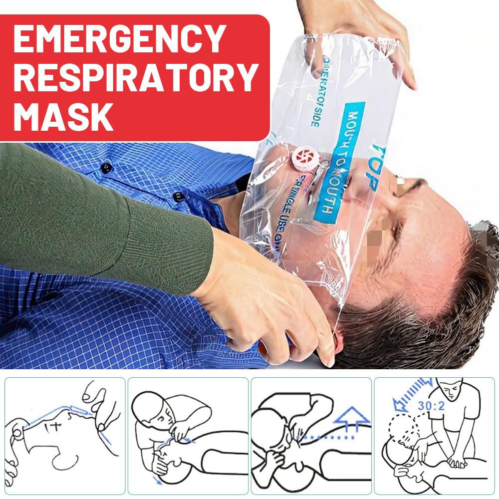 Pocket Mask 4 Pezzi Rosso Nero Lunghezza 5Cm Larghezza 5.5Cm Mascherina Respirazione Primo Soccorso Bocca A Bocca