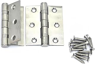 3 Inch Ball Bearing Hinges, 304 Stainless Steel Heavy Duty Cabinet Hinges 3"x 2.6" with 2.2mm Thickness, Quiet and Smooth Soft Close Alternative, Silver (2 Pack)
