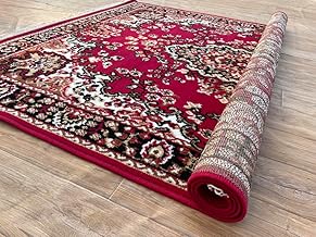 Traditional Comfort: Power-Loomed Carpets for Living Room- Every Space Area Rug Color Red Size 4x5.5 Feet (110x173cm)