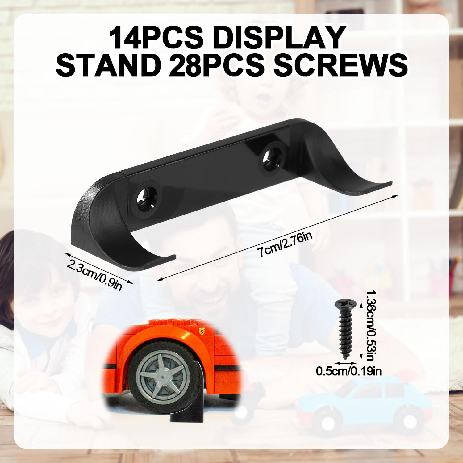 NQEUEPN 14pcs Car Display Wall Mount, Showcase Your Collectible Car with Premium Vertical Wall Mount with Screws Ideal for Toy Car Enthusiasts for Speed Champion Series