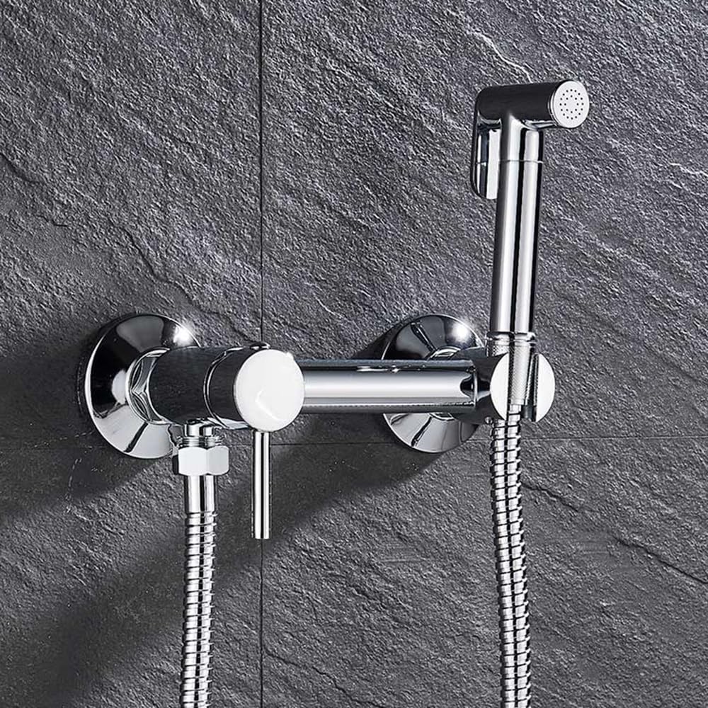 Grifo de ducha de latón cromo C con mezclador de agua fría y caliente