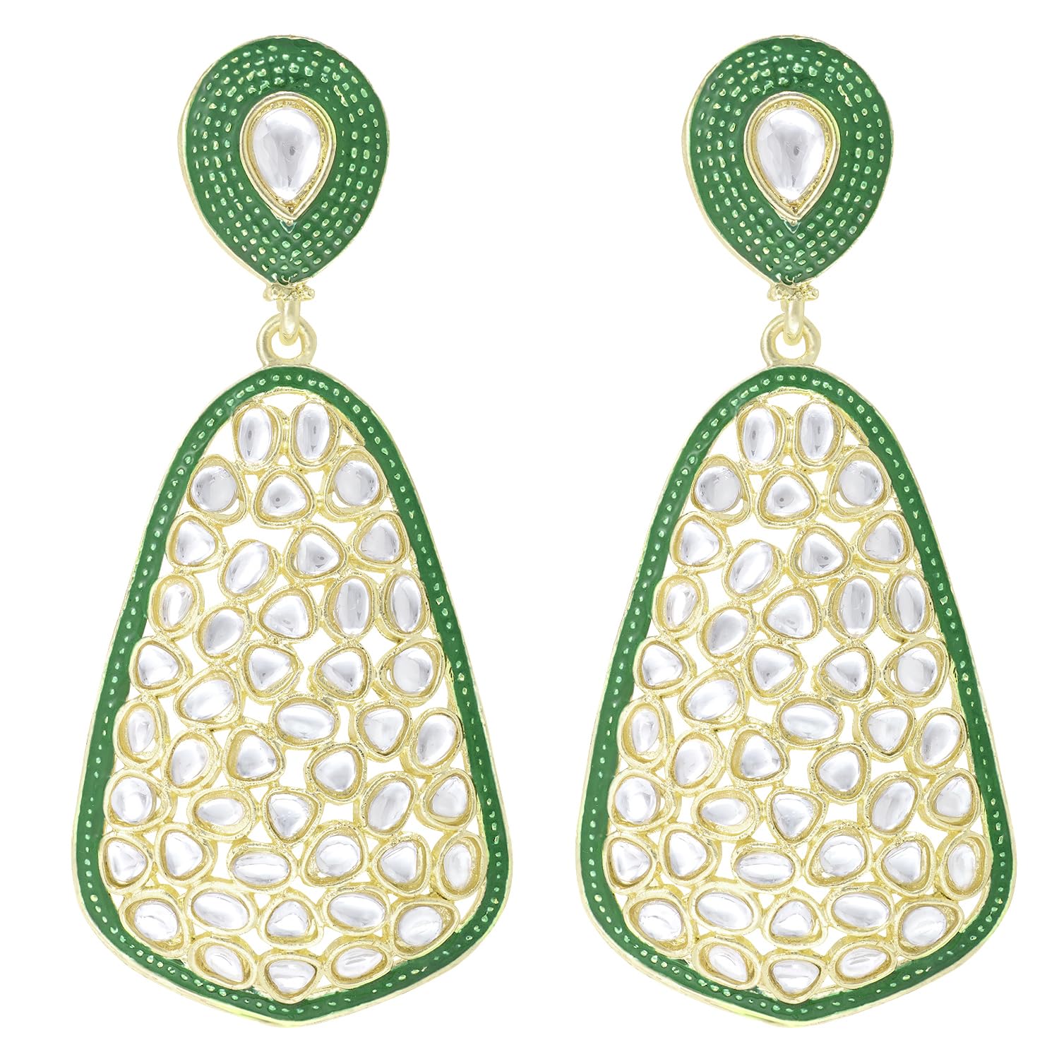 Peora Indian Traditional Gold Plated Daimond Shape Heavy Crystal Earrings with Green studded for Women (B09NST1H2V) Amazon Price History, Amazon Price Tracker