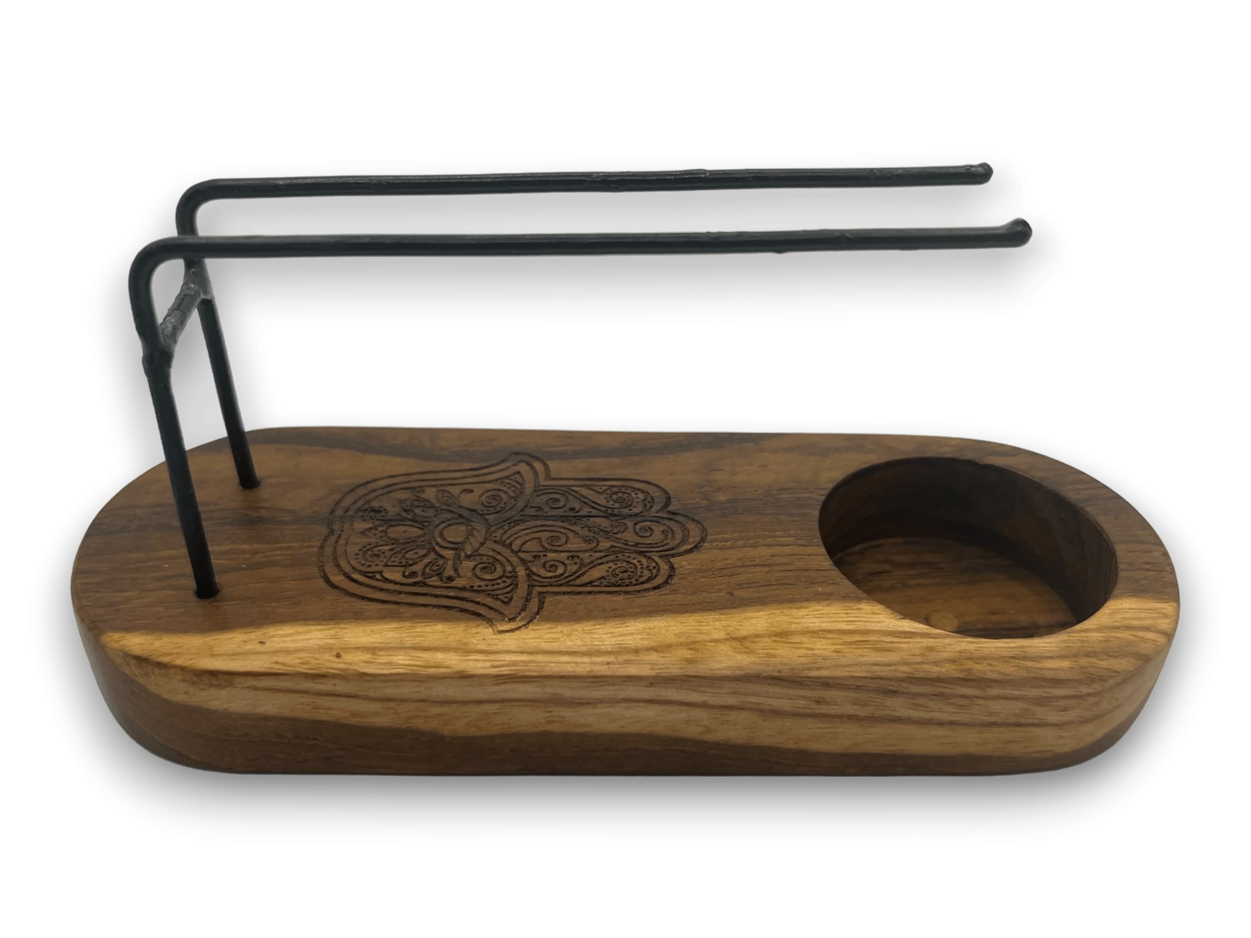 Small Palo Santo Heater - Teak Wood - Hamsa Design