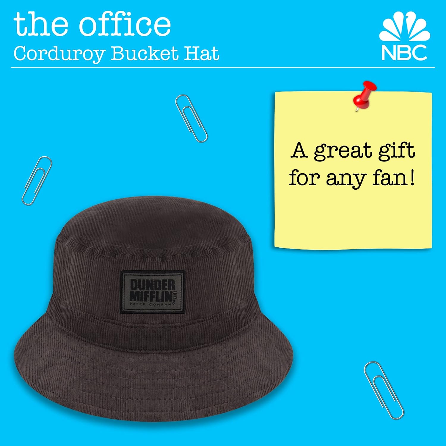 The Office Dunder Mifflin Bucket Hat, Packable Travel Hat, Wide Brim Summer Hat
