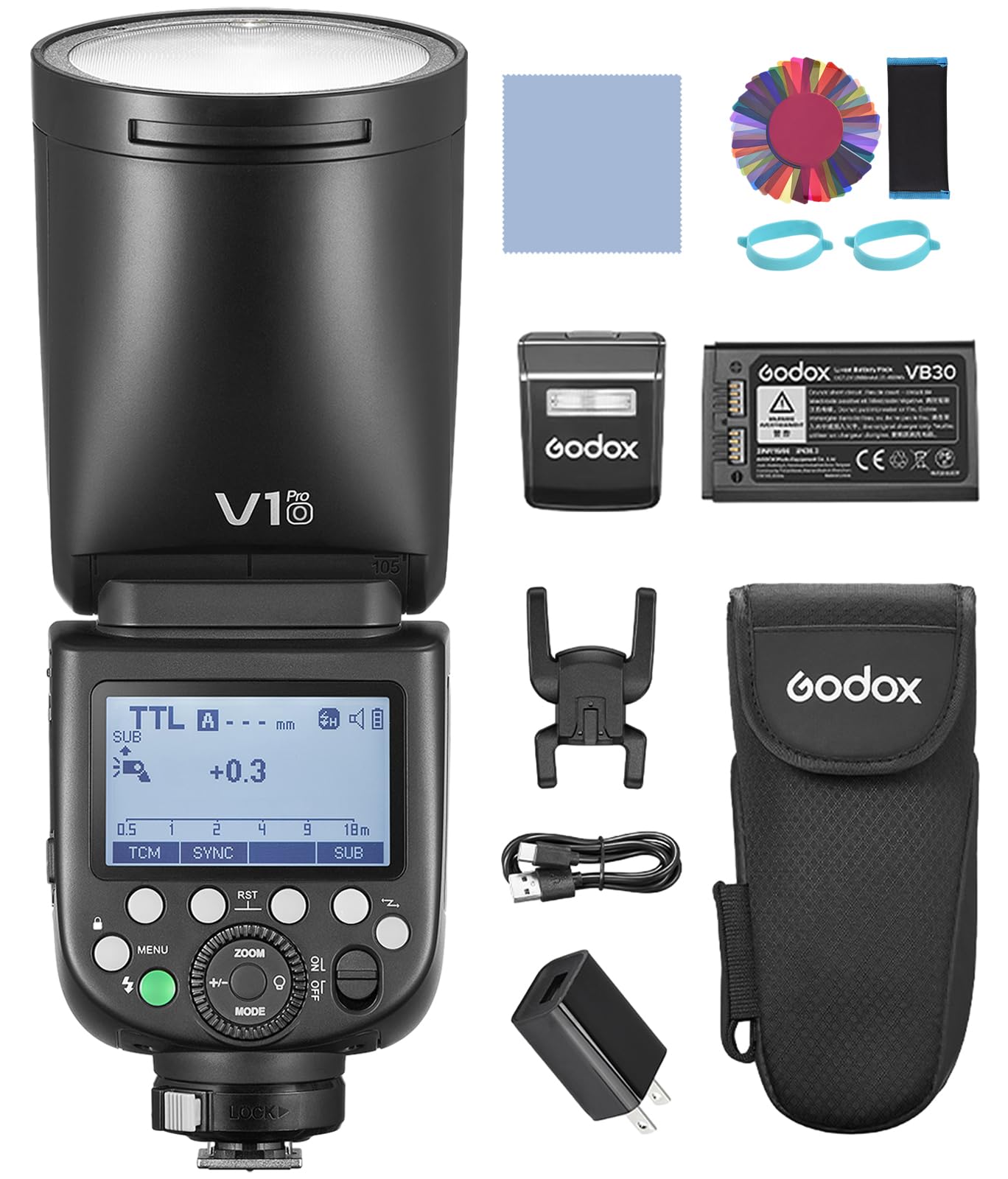 GODOX V1 PRO O Camera Flash 2.4G Wireless Speedlite 1/8000s HSS 1.3s Recycle Time with M/TTL Flash Mode Sub Flash Speedlight Type-C Powered Compatible with OM SYSTEM Cameras