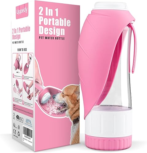 Miniatura 10 de Botella de agua para perros, botella de agua para mascotas con contenedor de alimentos y alimentador para beber, a prueba de fugas, sin BPA