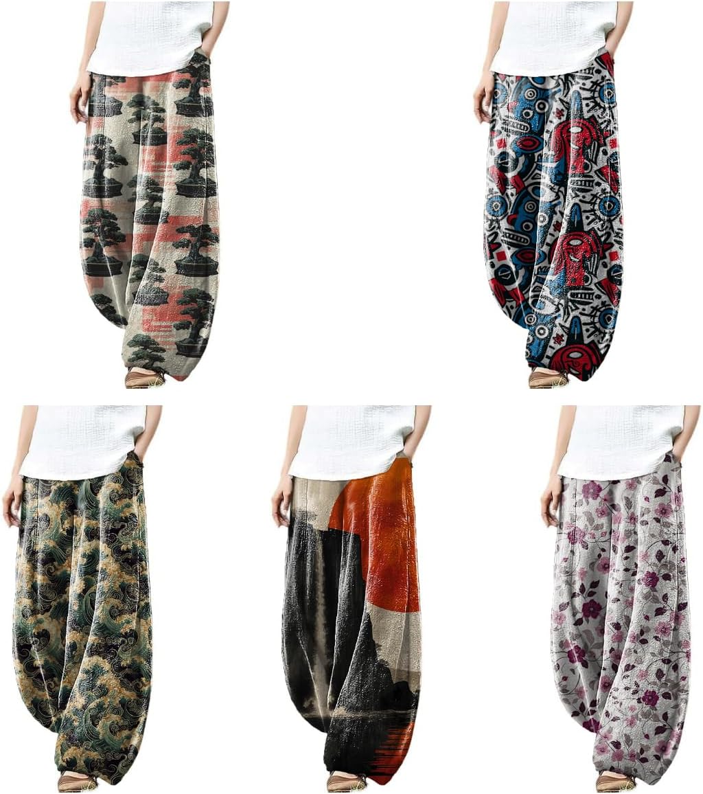 Beach Pants for Women Comfortable Soft Palazzo Pants with Pockets Flowy Pants for Women Fashion Pants for Women - Image 5