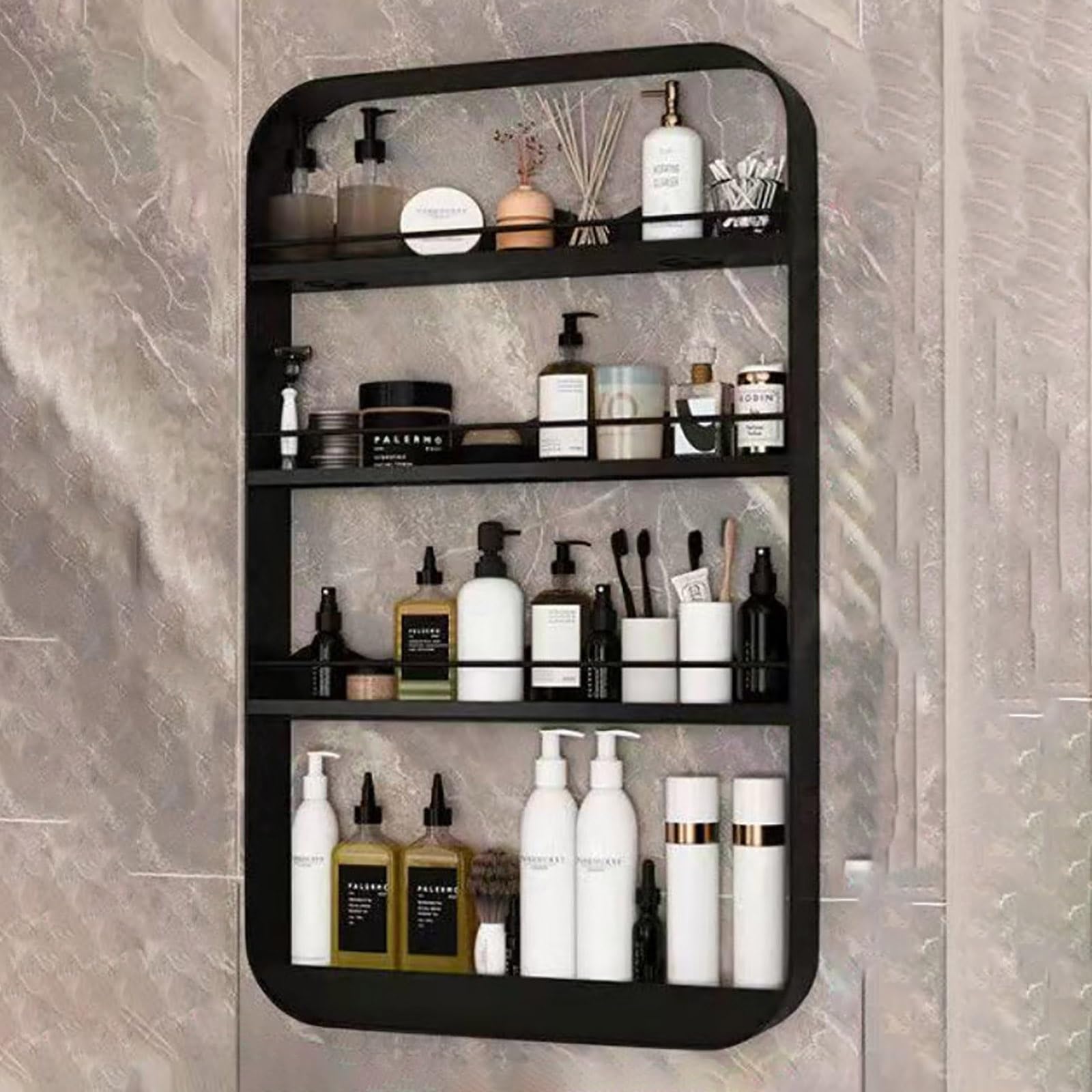 Étagère murale salle de bain sans perçage Nizer pour ranger sans abîmer le carrelage