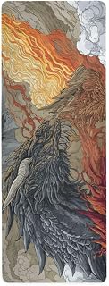 OTVEE Epic Fire Ice Dragon Art Yoga Mat for Women Non Slip Ultra Thin 1 MM Travel Yoga Mat with Carrying Bag Suede Fitness Exercise Mat for Yoga Pilates Workout Routines Camping