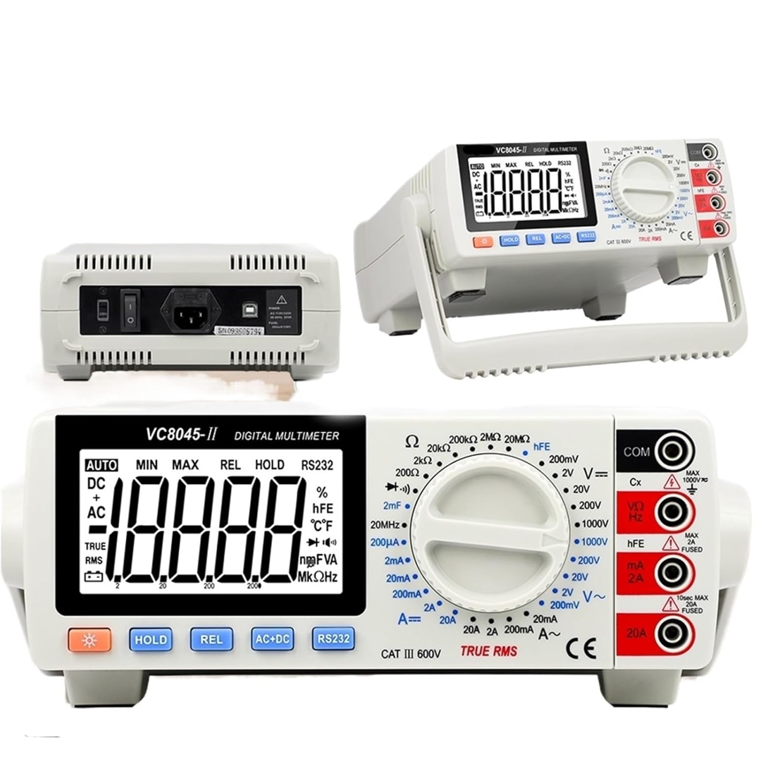 Desktop Multimeter 20000 Counts TRMS AC/DC 1000V Voltage Current Multimetro 20MHz Electrician Transistor Capacit(8045 mini)