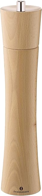 Zassenhaus Młynek do soli Frankfurt, z drewna bukowego z płynnie regulowanym ceramicznym mechanizmem mielącym, wypełniony, brązowy, 30 cm