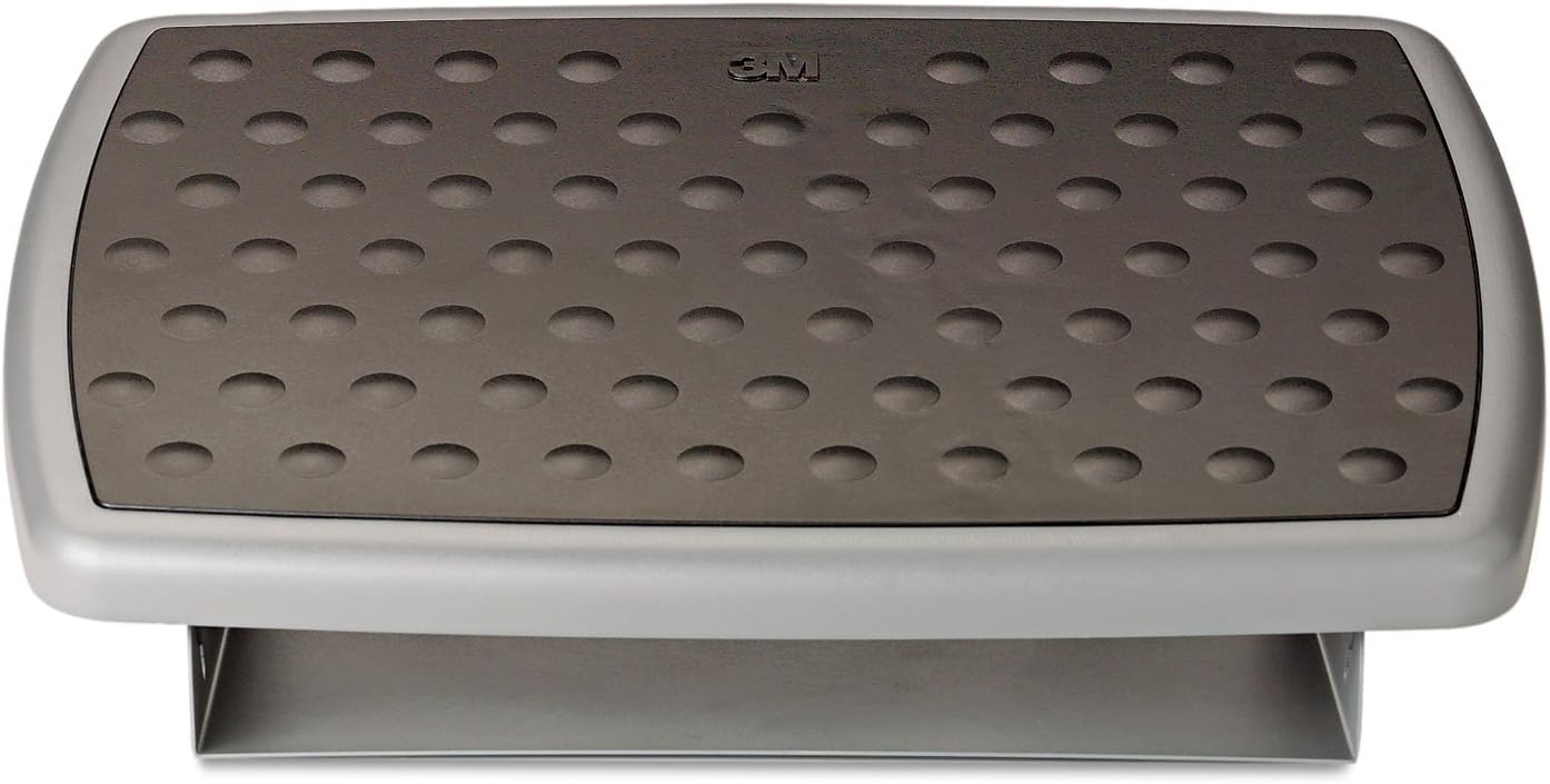 3M Adjustable Foot Rest, 18 Inch Wide Non-skid Platform (FR330) Grey