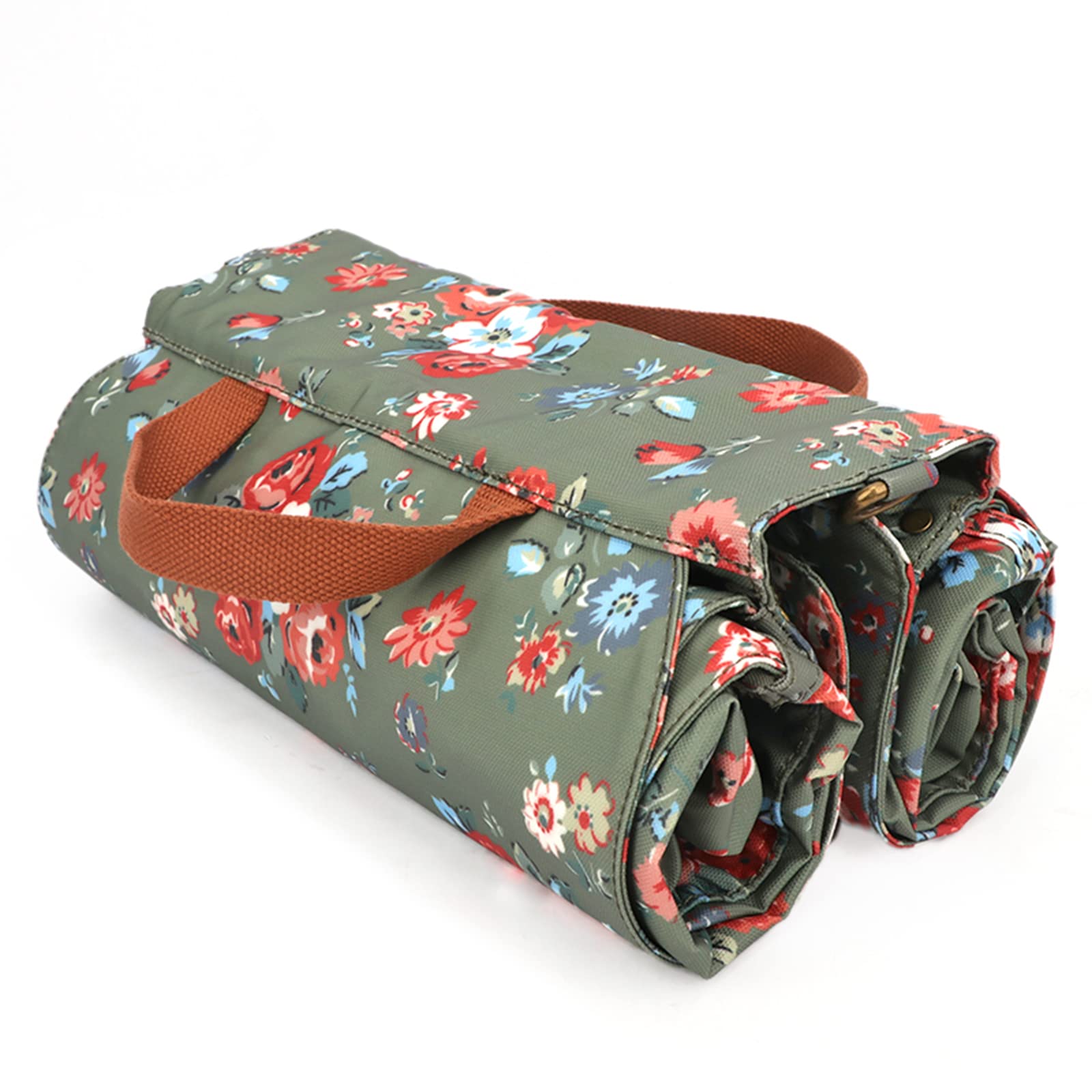 Sac de Rangement en Toile imperméable pour siège arrière de vélo Double Sac Enroulable (Motif Fleur) Green 33x12.5x30cm T-TB748CA-FL