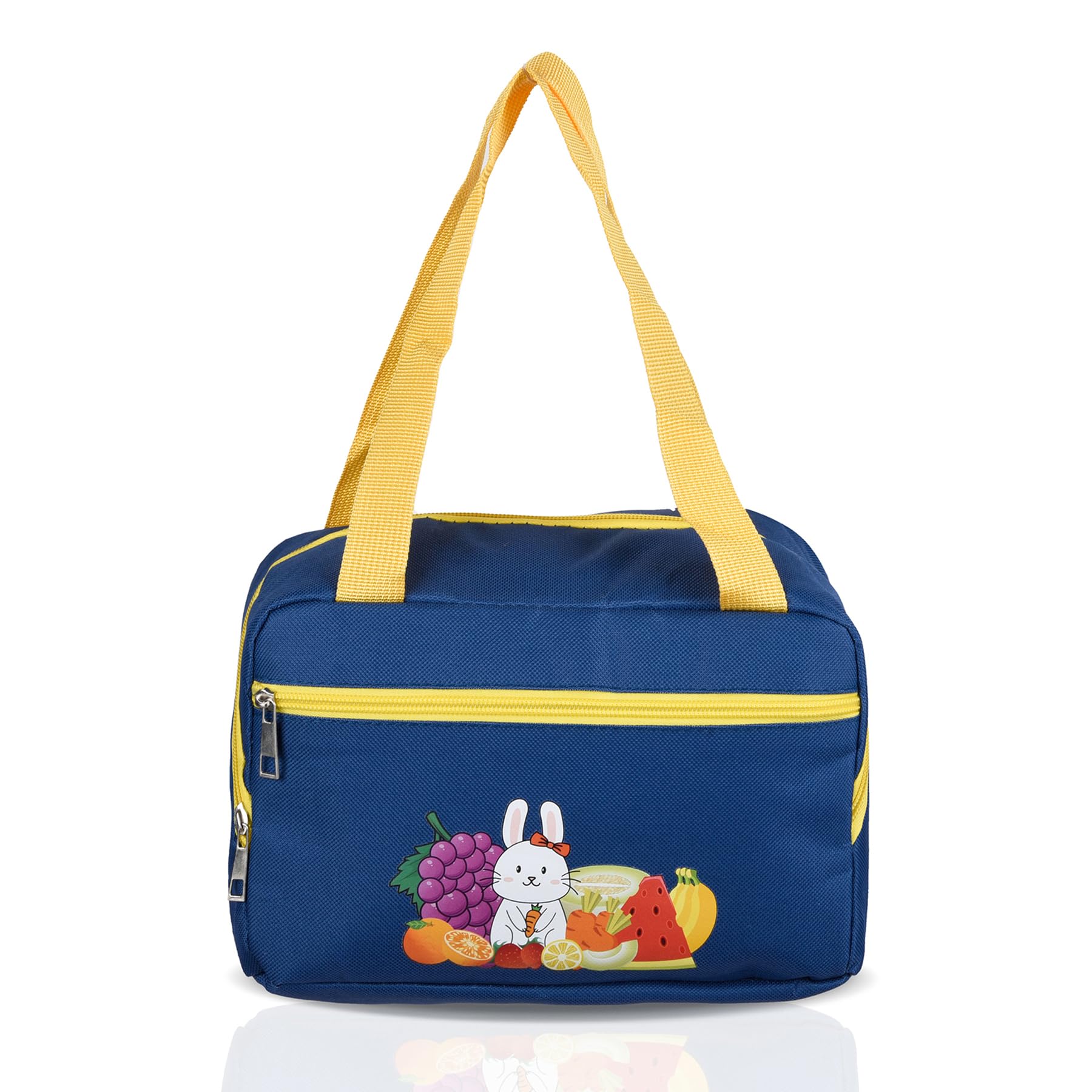 Heart Home Lunch Bag | Thermal Insulated Lunch Bag | Lunch Bag for Office | Lunch Bag for Camping with Front Pocket | Waterproof Tiffin Cover with Handle | Fruit Rabbit-Print | Blue
