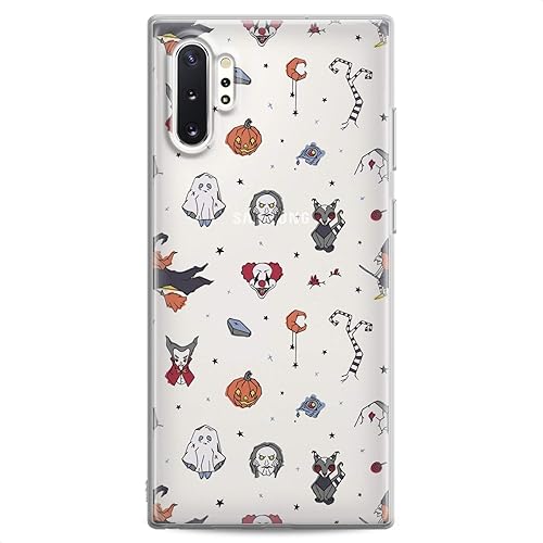 Funda compatible con Samsung S25 S24 S23 FE S22 Plus S21 Ultra S20+ S10e Note 20 S9 Halloween Theme Flexible Silicone Orange Pumpkins Scary Clear