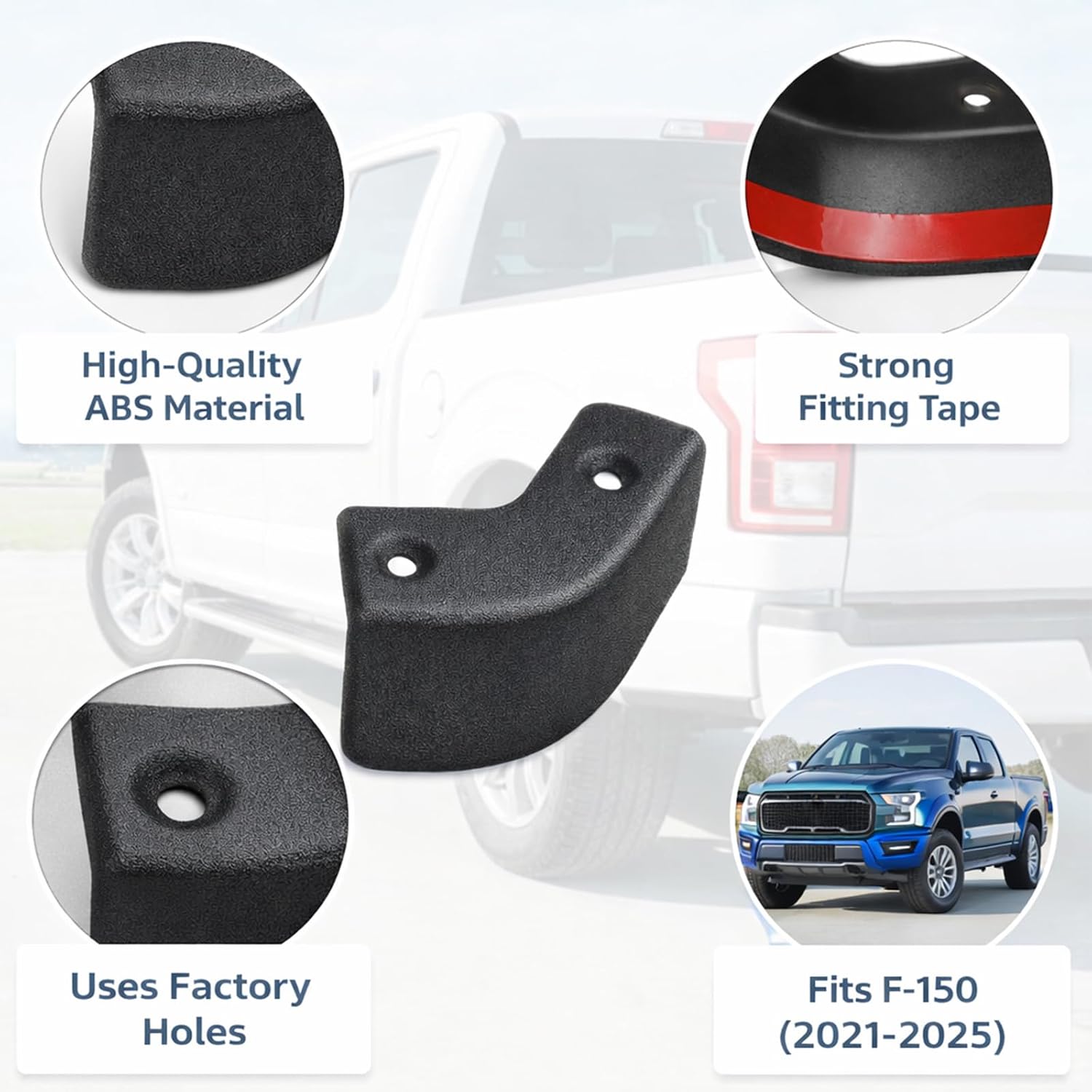 Rear Mud Flaps Compatible with 2021-2025 Ford F150 (2WD/4WD), 2PCS Rear Wheel Splash Guards Mud Guards ABS Accessories for Truck