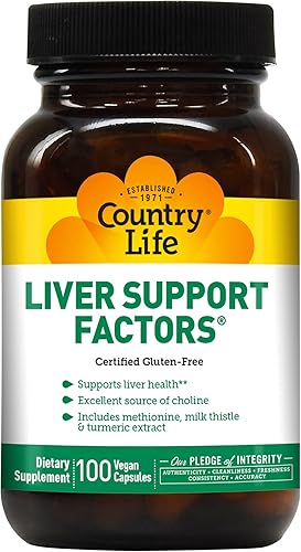 Country Life Factores de apoyo hepático - 100 cápsulas veganas - Salud hepática - Excelente fuente de colina - Sin gluten