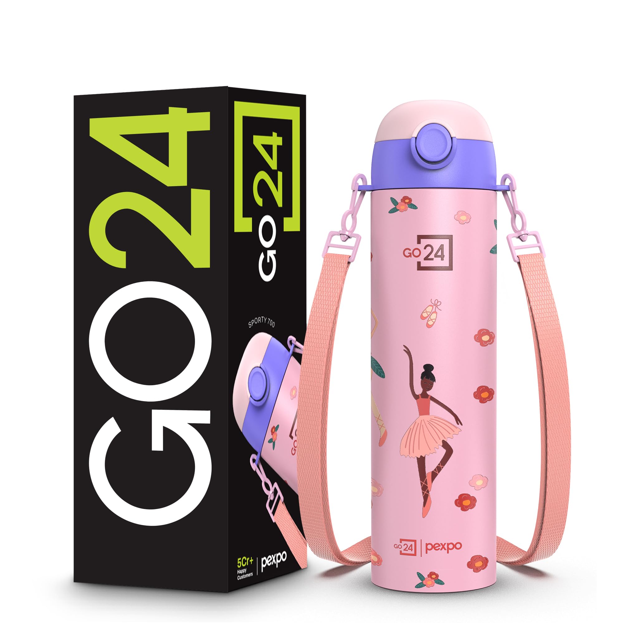 PEXPO Sporty Cute Sipper - 700ml Stainless Steel Single Wall Water Bottle for 6+ Years Kids | Dancing Girl UV Printed Design |Leak of & BPA Free|School, Picnic, Travel-image-48