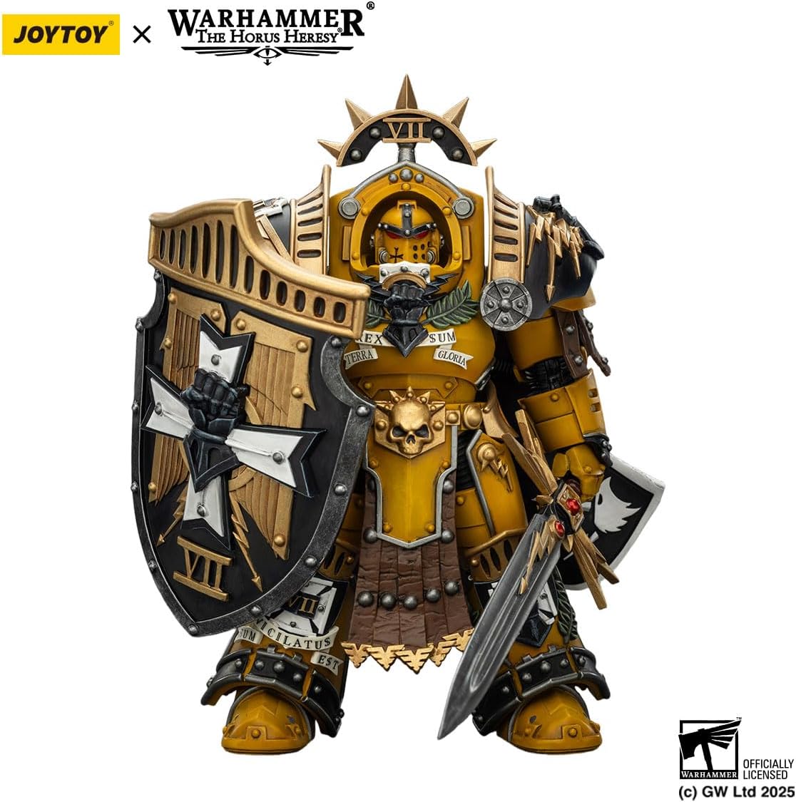 JOYTOY Action Figures Warhammer 40K 5.6inch Imperial Fists Legion Praetor in Tartaros Terminator Armour with Power Sword and Vigil Storm Shield 1/18 Movable Model Collectible Figurine Ages 15+