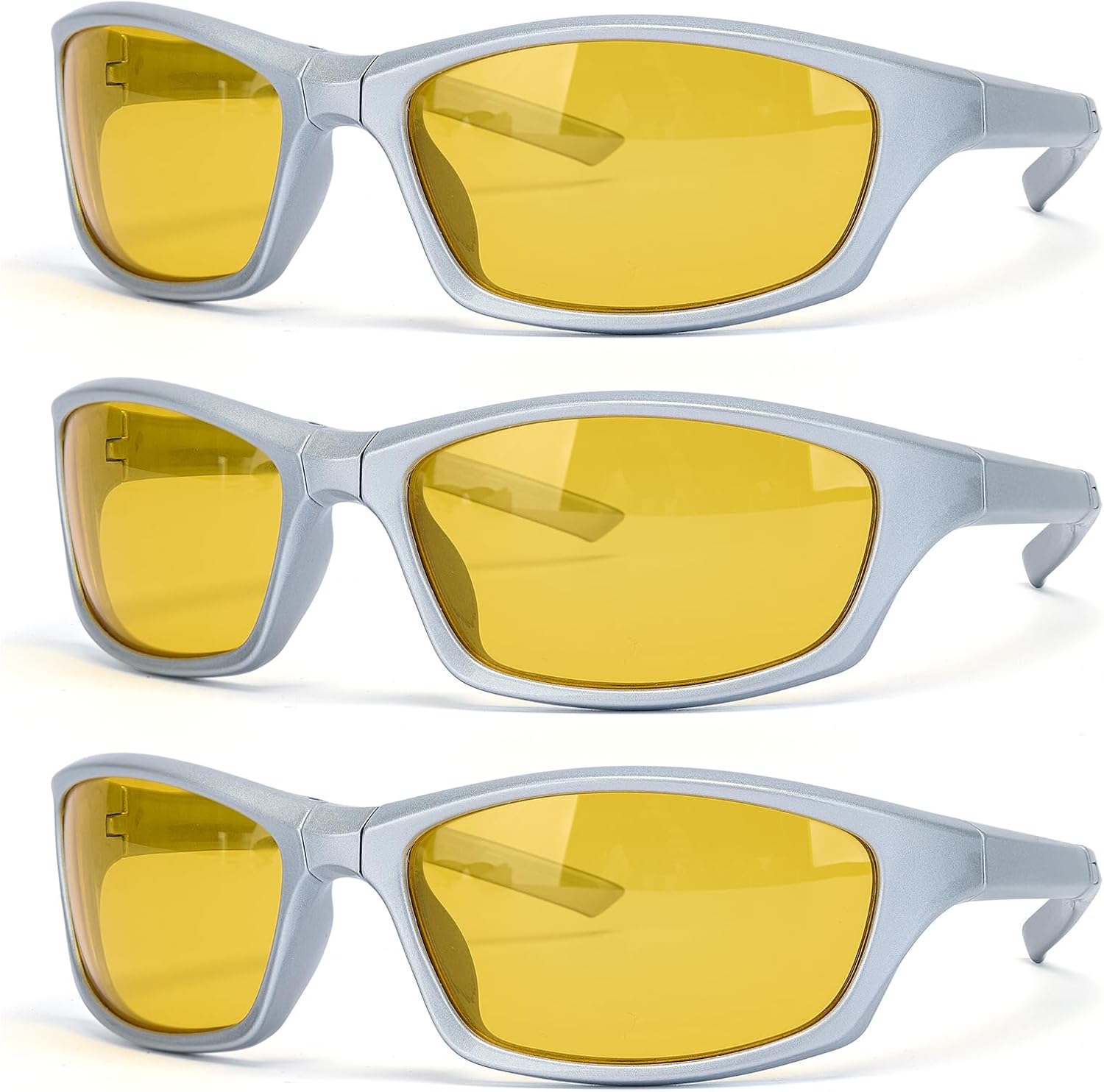 Yellow Glasses 3 Pack – Folding Sunglasses Polarized UV400 Protection Trendy Fold Up Sun Glasses