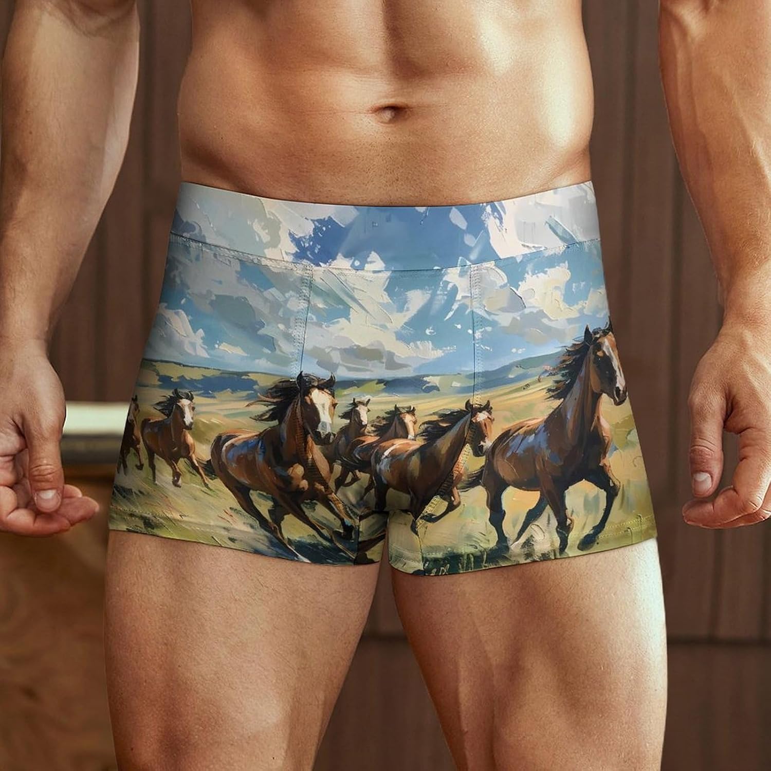 Wild Horses Galloping Men's Underwear Boxers Briefs for Men Stretch Shorts