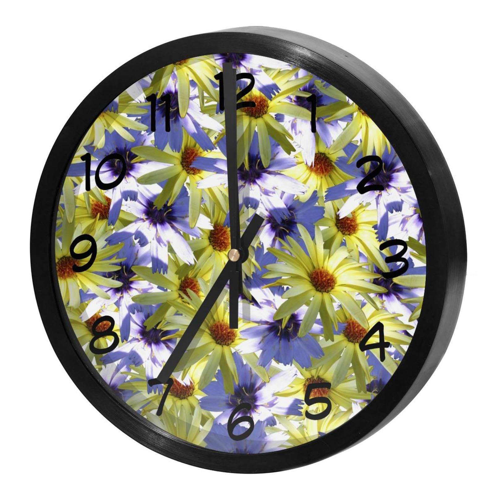 Horloge quartz sans tic-tac à motif fleurs rétro pour un sommeil paisible dans la chambre