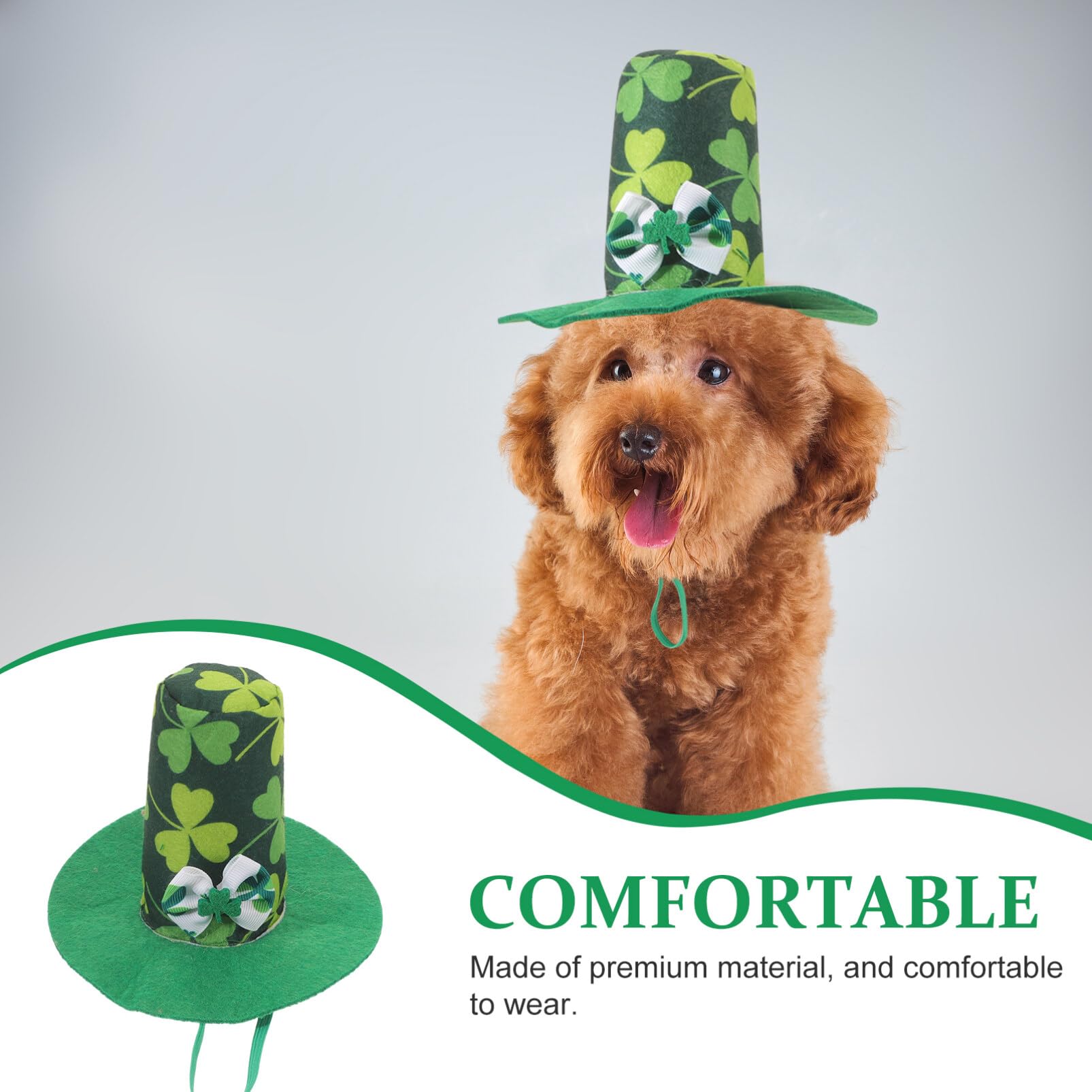 minkissy St Patricks Day Pet Hat Irish Dog Hat Costume Green Shamrock Cat Dog Hat Prop Adjustable Size for Photo Prop Patricks S Day Irish Day Outfit - Image 3