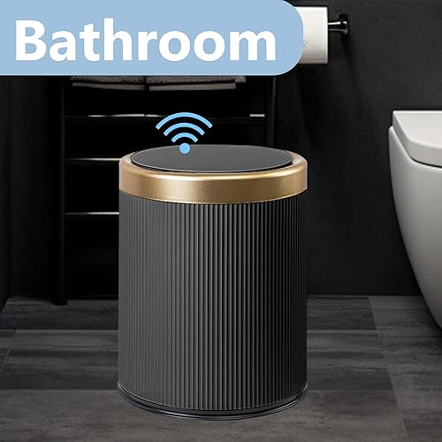 Miniatura 4 de Paquete de 2 cubos de basura automáticos para baño, con sensor de movimiento sin contacto con tapa, cubo de basura inteligente a prueba de perros,