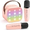 YLL Mini Karaoke Machine with 2 Wireless Microphones, TOP Kids Gifts for Girls Ages 3, 4, 5, 6, 7, 8, 9,10,11,12 Year Old, 4-12 Years Old Birthday Toy Gift for Girls Boys Party Pink