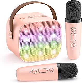 YLL Mini Karaoke Machine with 2 Wireless Microphones, TOP Kids Gifts for Girls Ages 3, 4, 5, 6, 7, 8, 9,10,11,12 +Year Ol…