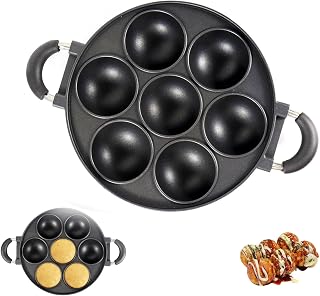 Nonstick Round Cake Baking Pans, 7 Cup Muffin Pan With Handle, Cup Cake Baking Trays For Oven, Cast Iron Cookware For Biscuits, Muffins, Brownies And Scones (Black)