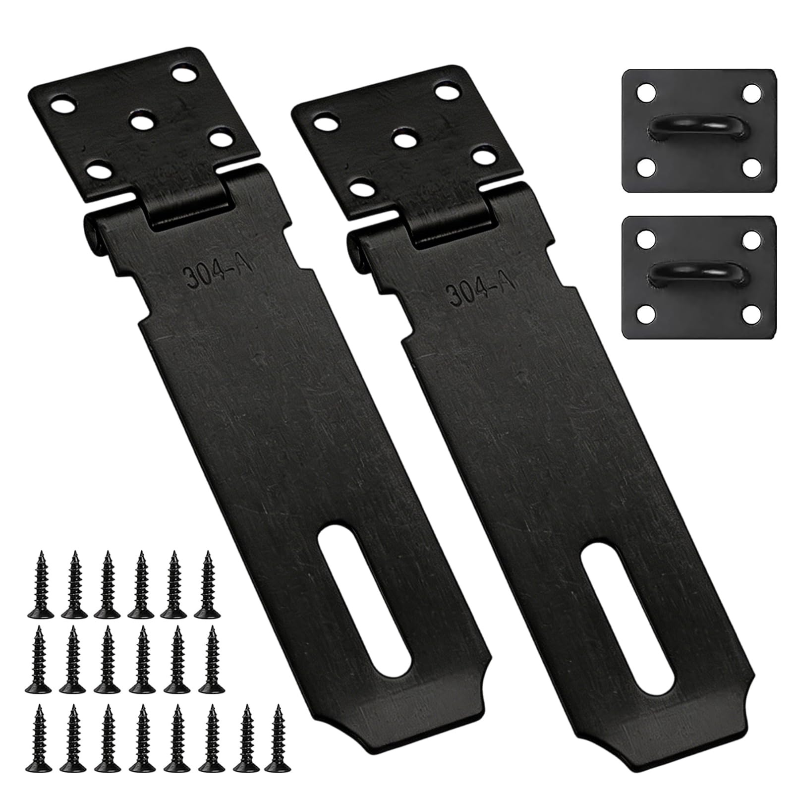 2PCS Hasp and Staple, Hasp and Staple Heavy Duty 5 inch Shed Security Gate Door Lock Latch with Padlock Hasp Anti Theft for Window Cabinet Lockers