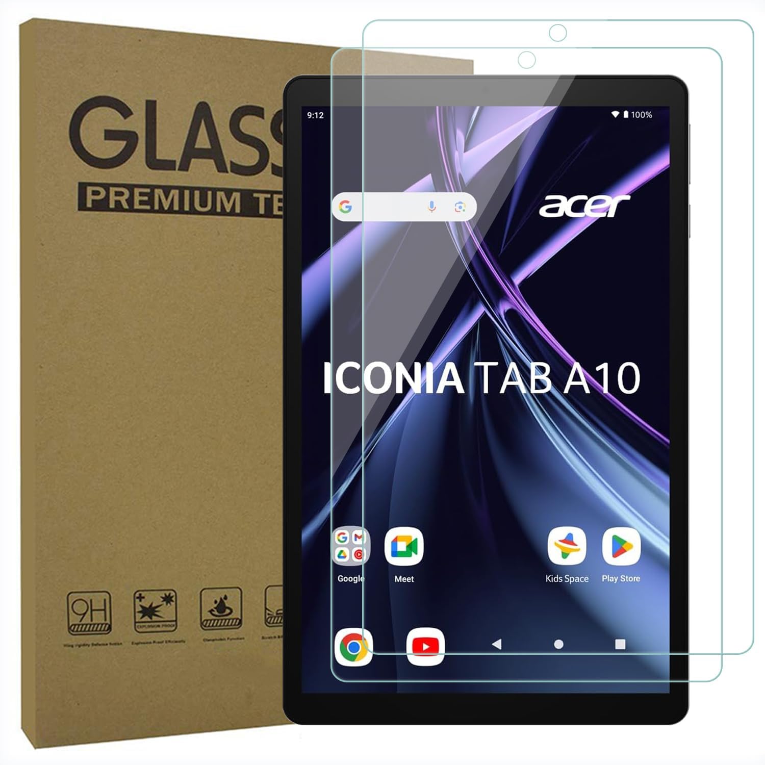 Pack de 2 Protectores de Pantalla de Vidrio Templado para Acer Iconia Tab A10-21 10 Pulgadas