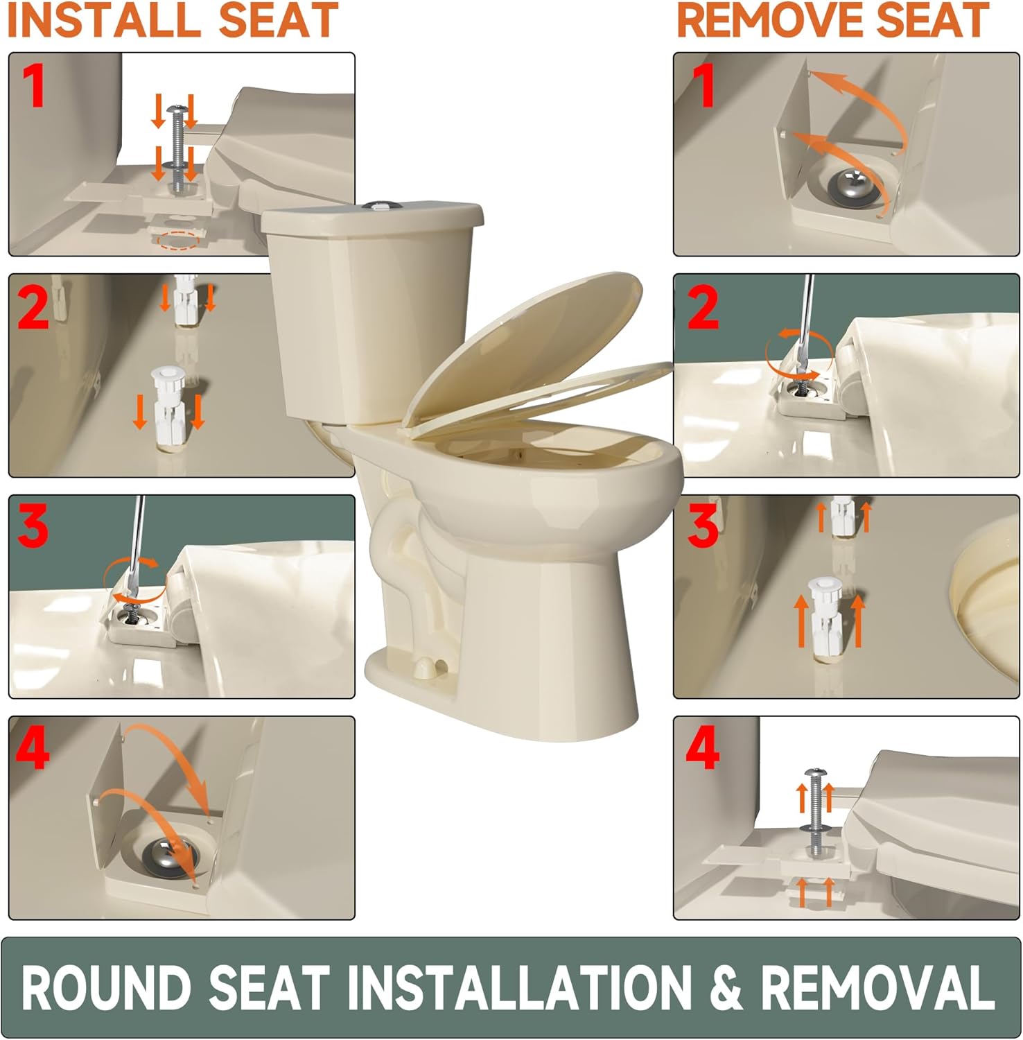 17 Inch Compact Tall Toilet for Seniors, Tornado Flush Dual Flush 1.1/1.6 GPF High Toilet for Small Bathroom, Comfort ADA Seat Height 17.5 Inch, Bowl Height 16.75 Inch, 12 Inch Rough In, Bone
