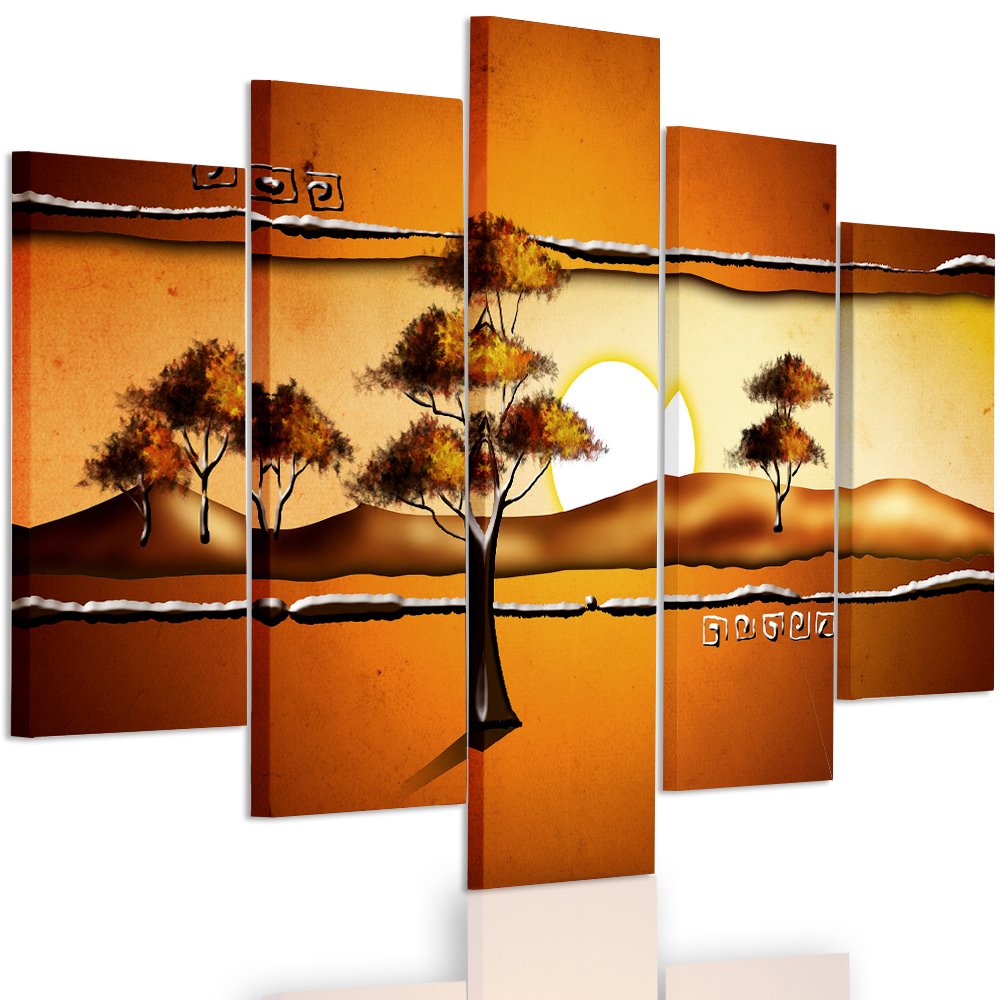 Tableau mural jaune Afrique Feeby 5 pièces pour une invitation au voyage au quotidien