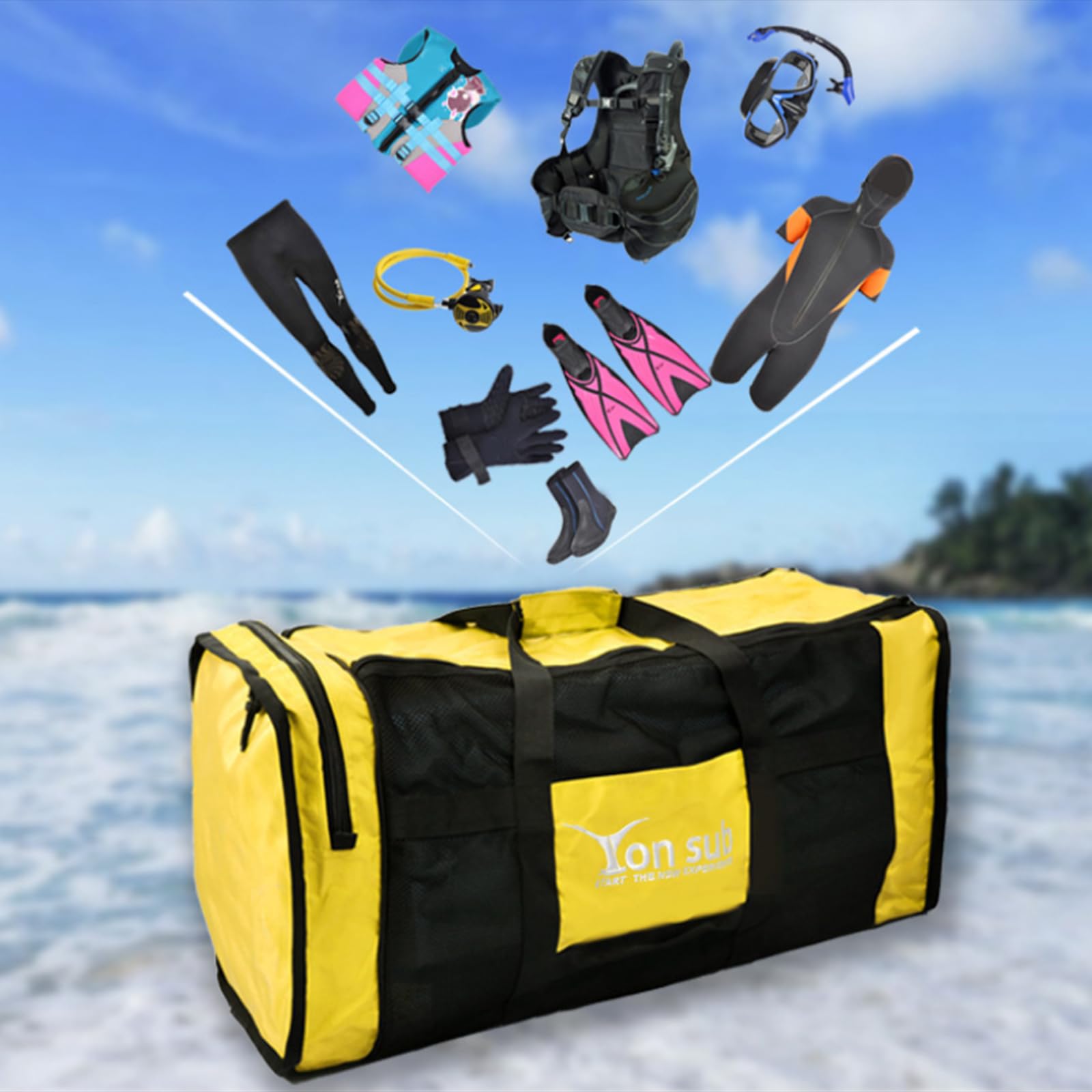 Bolsa de Buceo con Compartimento Lateral Separado, Bolso de Mano con Doble Cremallera Y Amplio Espacio de Almacenamiento para Equipo Y Accesorios