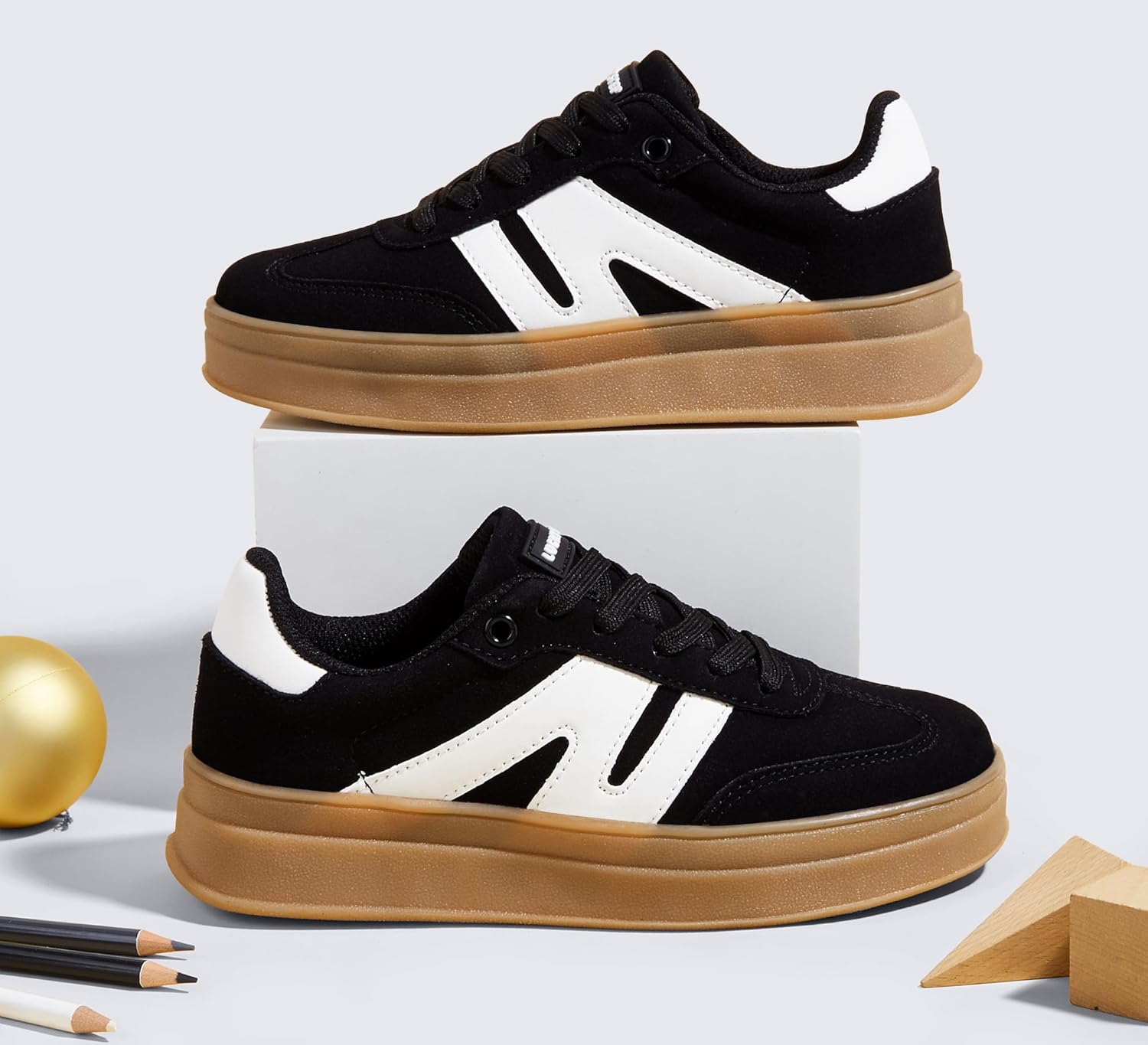 LUCKY STEP Boys Girls Platform Sneakers Fashion Casual Non Slip Walking Shoes Classic Retro Tennis Sneaker for Big Kids - Image 2