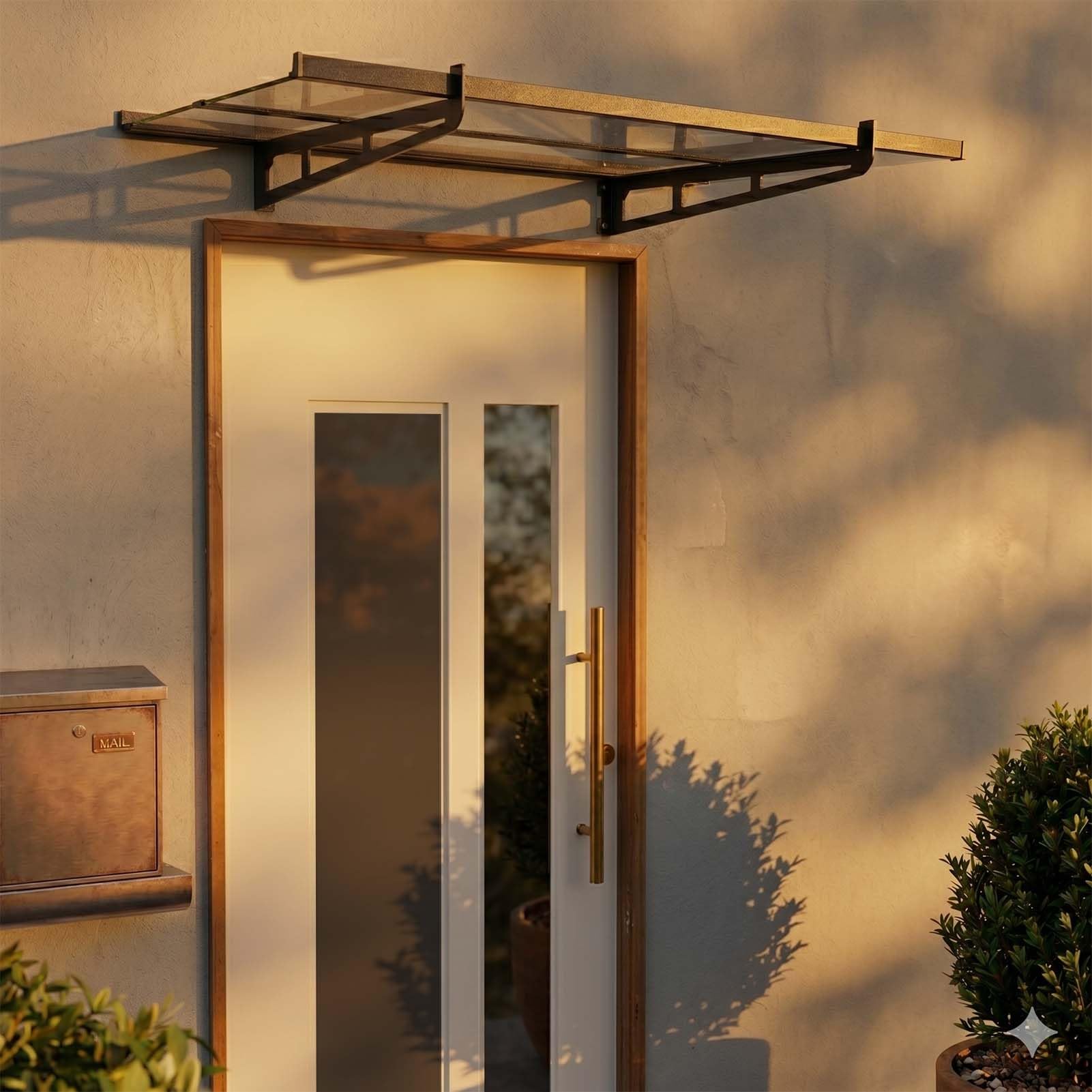 Schartec Aluminium-Vordach P1400 Aluminium-Vordach als Eingangsvordach, Haustürvordach, Eingangsüberdachung, Hauseingangsdach mit edlem Design