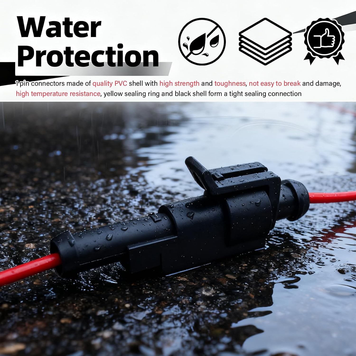 6PCS 1 Pin Connectors,16AWG Single Wire Connector Waterproof Connectors with Thermal Shrink Tubing,Universal Electrical Wire Connector Car Accessories for Cars,SUVs,Trucks