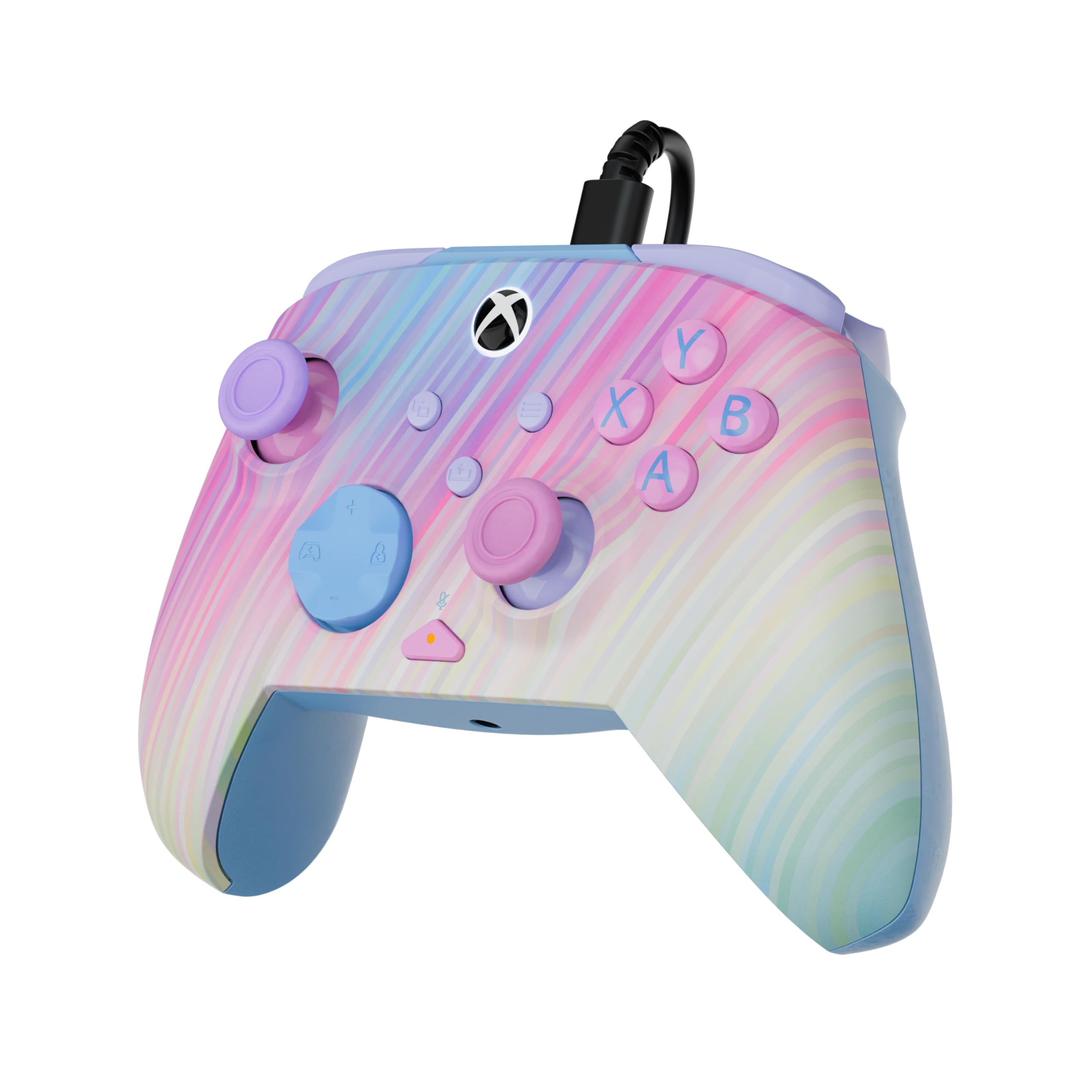 Turtle Beach Rematch Advanced Cotton Candy Manette de jeu filaire - Licence Xbox Series XS, Xbox One et PC avec Phosphorescent, Boutons Programmables, Gâchettes, commandes audio et câble de 2.5 m