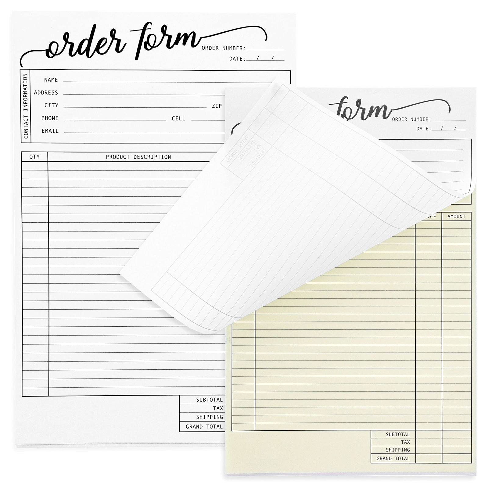Order Forms Invoice Book for Small Business, Work Receipt, 2 Part ...