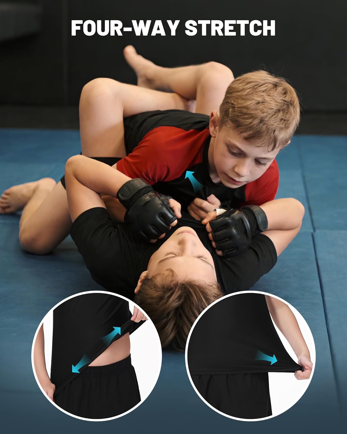 Runhit Boys BJJ Rash Guard Short Sleeve Kids Jiu Jitsu No Gi Youth Compression Shirts for Training MMA Wrestling Boxing UPF50 - Image 3