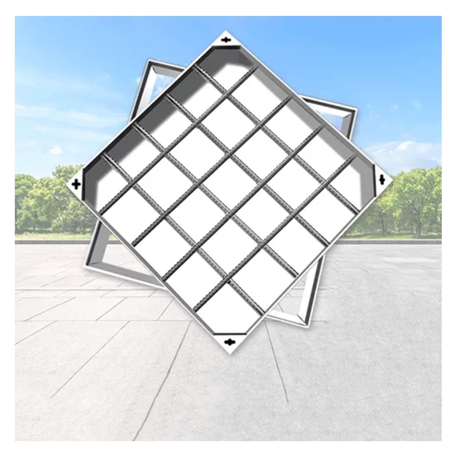 FCXWEVR Heavy Du Stainless Steel Manhole CoverInvisible Design for Paving & Ln Recessed Flat Lid (30x30cm / 11.8x11.8in) Weatherresistant Easy Installat