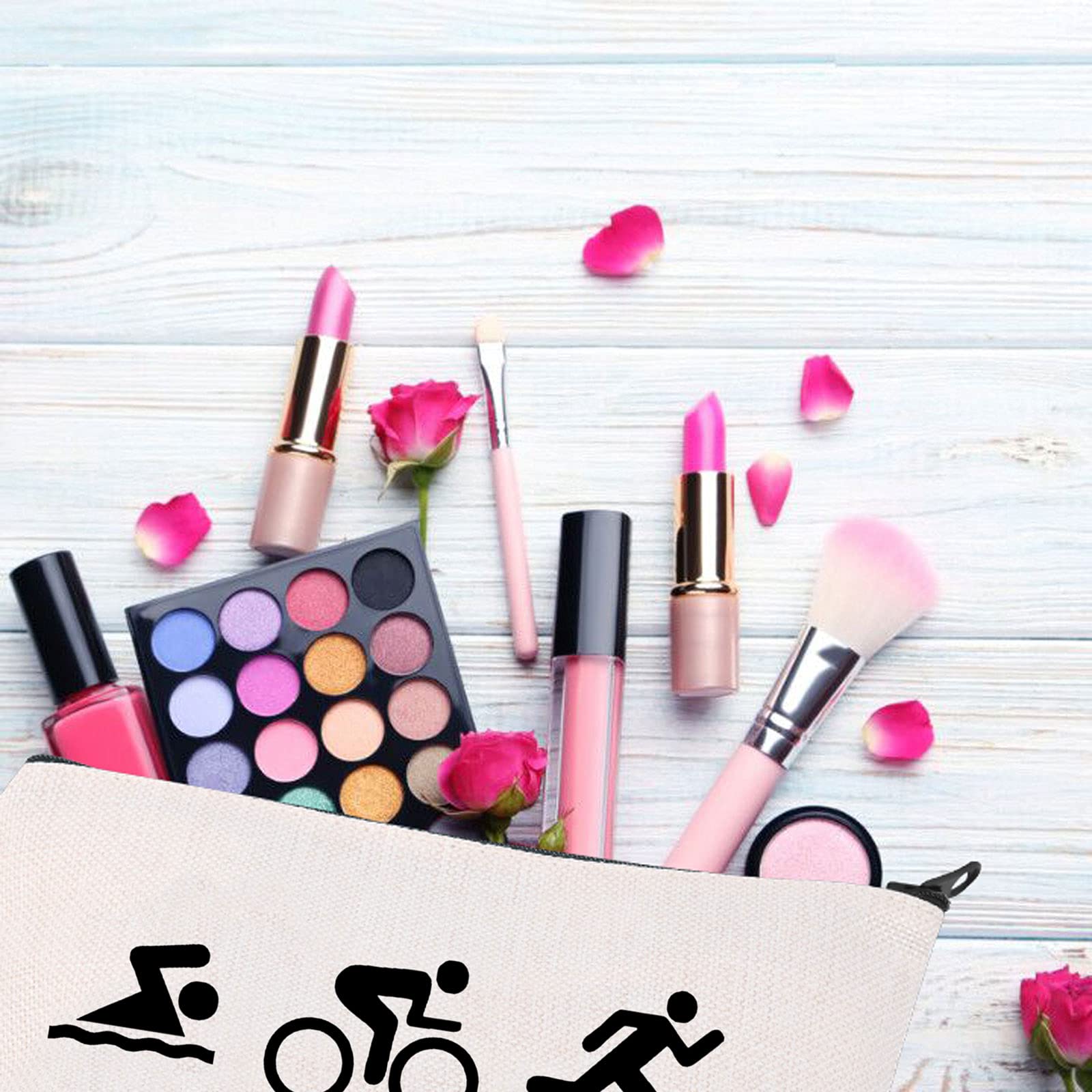 PLITI Triathlon Gifts Kosmetiktasche für Frauen, Triathleten, inspirierendes Geschenk, Swim Bike Run Bu