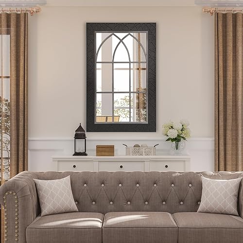 Miniatura 8 de Joudia Espejo de ventana para decoración de pared, espejo decorativo de 37 x 24 pulgadas, espejo de ventana grande para decoración de sala de estar